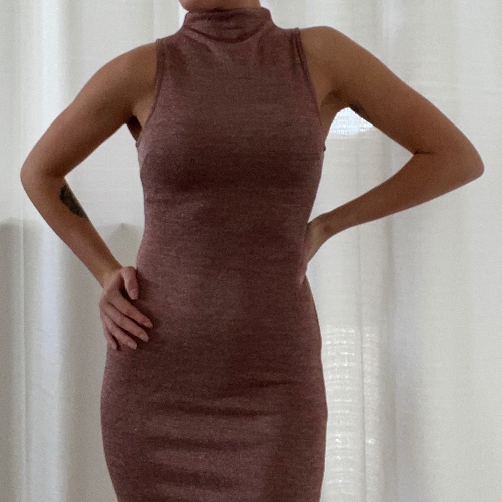 Windsor Mauve Sparkly Pink High Neck Dress